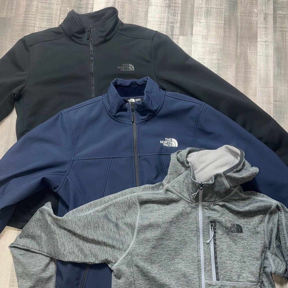 The North Face Jacket Men Medium Black Navy Grey Long Sleeve Full Zip Lot Of 3